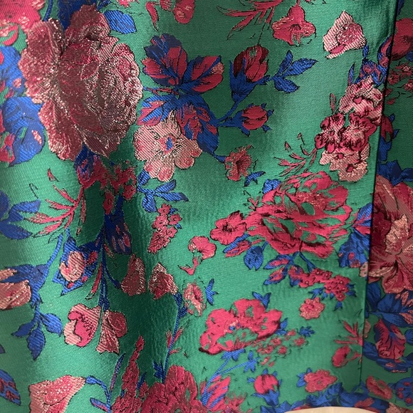 Compelling Drama Green Floral Jacquard Lurex Bustier Mini Dress - Picture 4 of 5